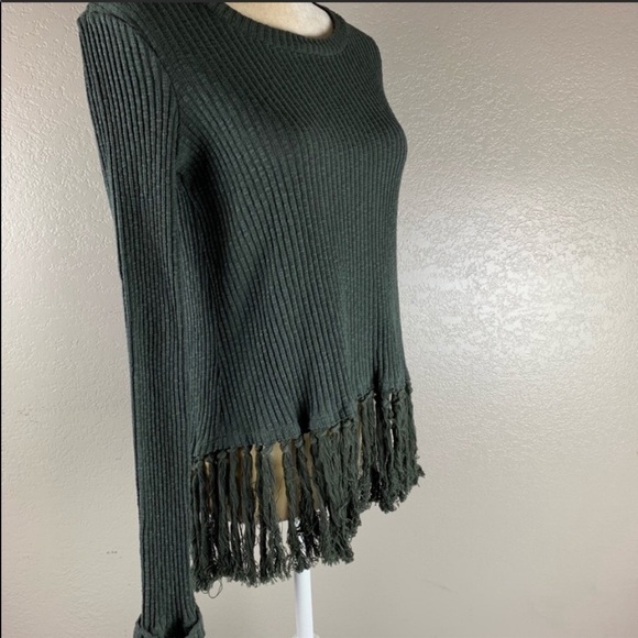 Anthropologie eri ali Tassel Olive Green Sweater New with Tags Women’s  X-Small - Picture 3 of 9